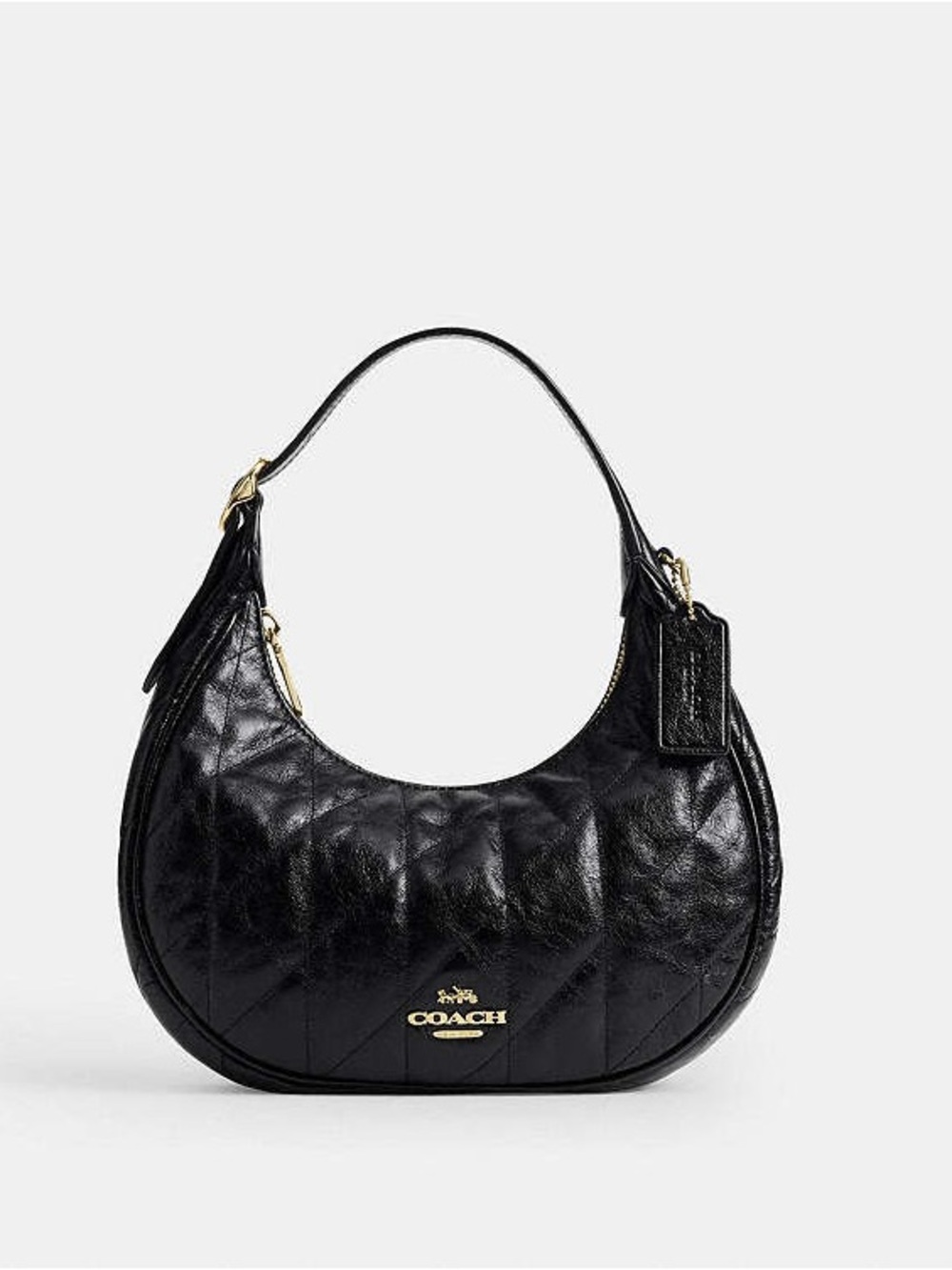 Coach Emily Shoulder Black Quilted Leather Bag with Gold Hardware